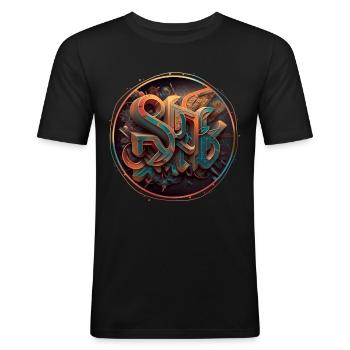 "Sci-fi" Graffiti Theme 2 - Men's Slim Fit T-Shirt - black - Front - Nik (191cm)