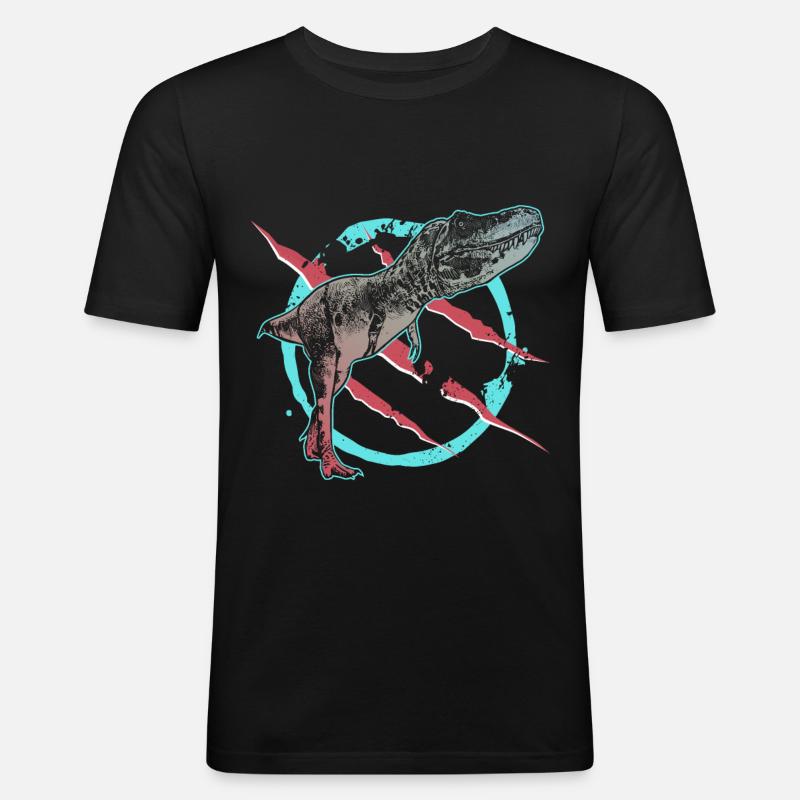 Tarbosaurus fleischfressender Dinosaurier Urzeit - Männer Slim Fit T-Shirt - Schwarz