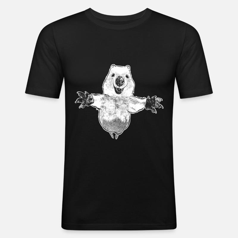 Wombat süßes Beuteltier Australien - Männer Slim Fit T-Shirt - Schwarz