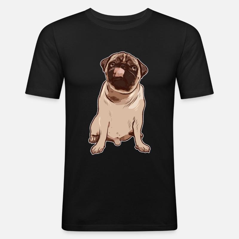 Mops - Männer Slim Fit T-Shirt - Schwarz