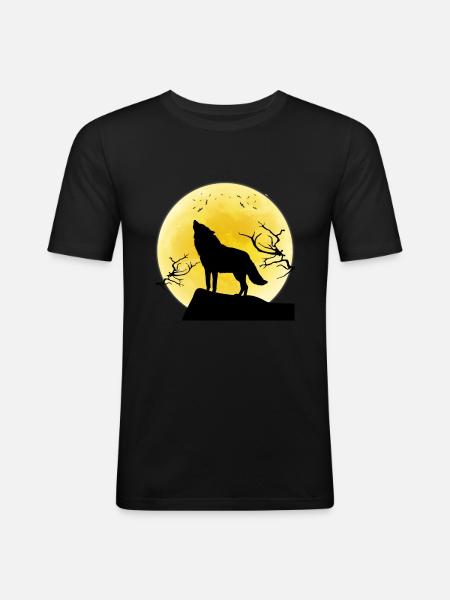 Full moon wolf gift - Men's Slim Fit T-Shirt - black