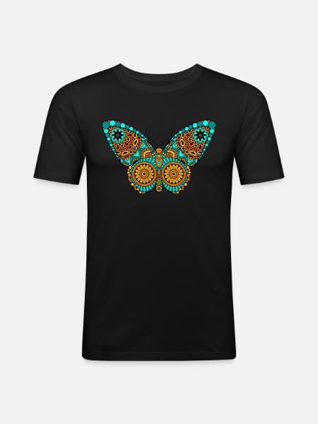 Butterfly Mandala Tatoo Tribal - Men's Slim Fit T-Shirt - black