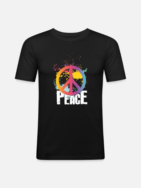 Símbolo colorido del signo de la paz del color de la paz - Camiseta ajustada hombre - negro