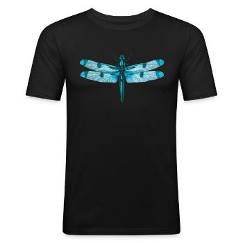 Realistic dragonfly insect photography gift - Men's Slim Fit T-Shirt - black - Front - Nik (191cm)