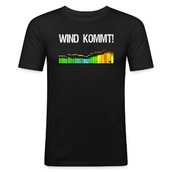 Wind kommt Kiter Surfer Spruch Kitesurfer Geschenk - Männer Slim Fit T-Shirt - Schwarz - Vorne - Nik (191cm)