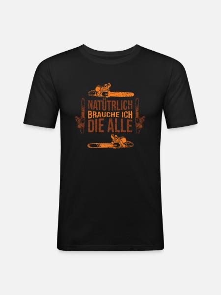Holzfäller - Männer Slim Fit T-Shirt - Schwarz