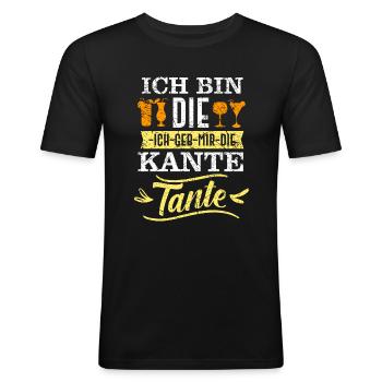 Ich geb mir die Kante Tante Alkohol Spruch - Männer Slim Fit T-Shirt - Schwarz - Vorne - Nik (191cm)