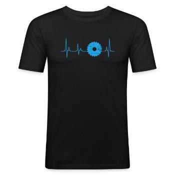 Battement de coeur artisan menuisier menuisier bois construction - T-shirt près du corps Homme - noir - Devant - Nik (191cm)