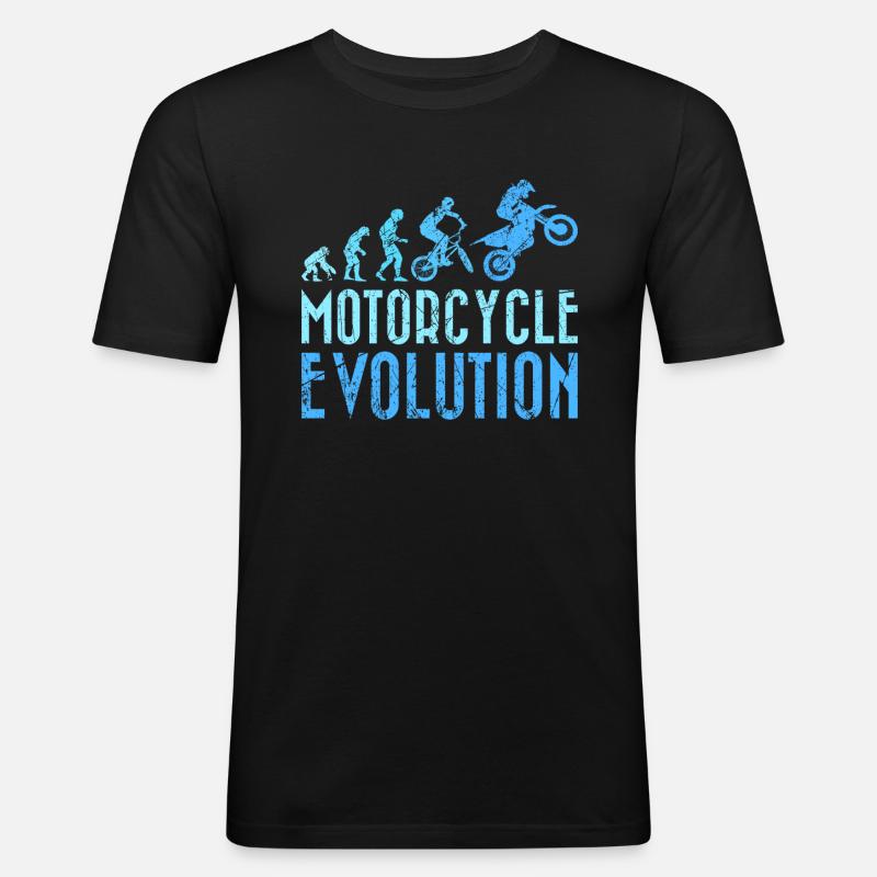 Motorradfahrer Evolution Mensch Entwicklung - Männer Slim Fit T-Shirt - Schwarz