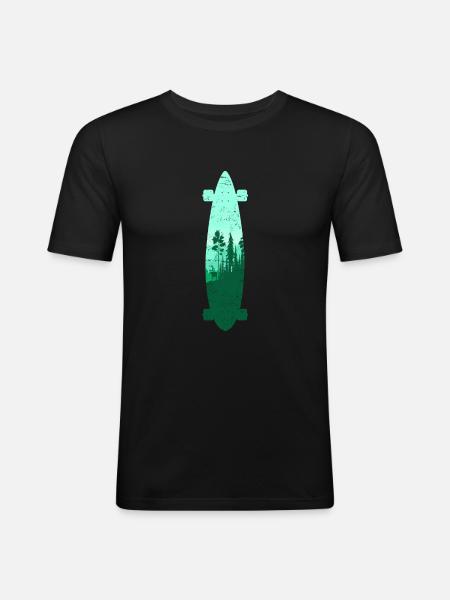 Longboard Longboarder Skateboard Skate Sihouette - Männer Slim Fit T-Shirt - Schwarz
