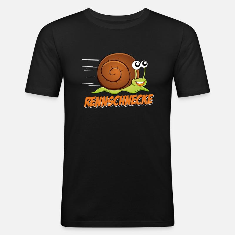Marathon Halbmarathon Geschenk Rennschnecke - Männer Slim Fit T-Shirt - Schwarz