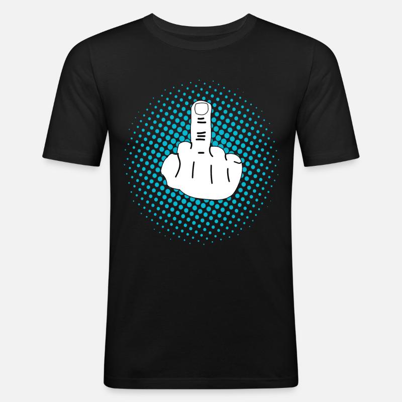 Mittelfinger Design - Männer Slim Fit T-Shirt - Schwarz