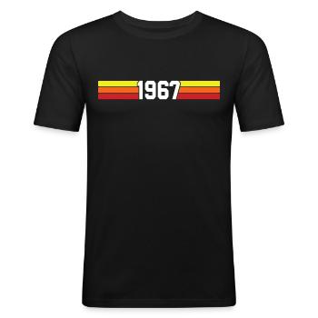 Retro 1967 t-shirt 67 vintage 1967 - Männer Slim Fit T-Shirt - Schwarz - Vorne - Nik (191cm)