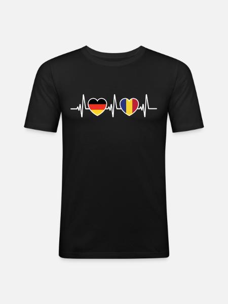 Germany and Romania Romanian flags - Men's Slim Fit T-Shirt - black
