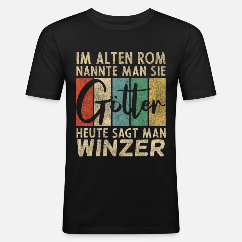 Lustige Winzer Sprüche - Männer Slim Fit T-Shirt - Schwarz