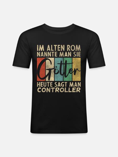 Lustige Controller Sprüche - Männer Slim Fit T-Shirt - Schwarz