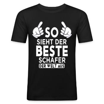 Schäfer Spruch - Männer Slim Fit T-Shirt - Schwarz - Vorne - Nik (191cm)