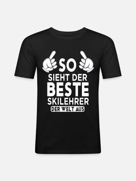 Skilehrer Spruch - Männer Slim Fit T-Shirt - Schwarz