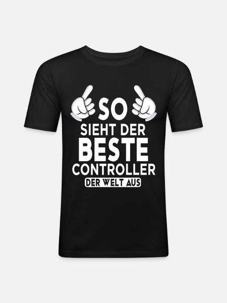 Controller Spruch - Männer Slim Fit T-Shirt - Schwarz