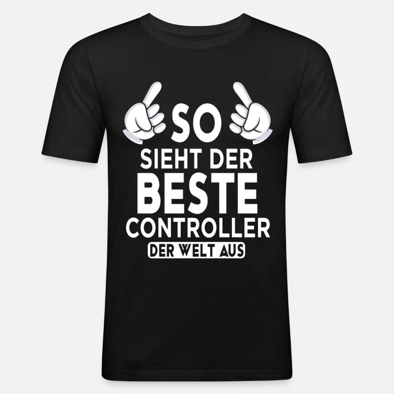 Controller Spruch - Männer Slim Fit T-Shirt - Schwarz