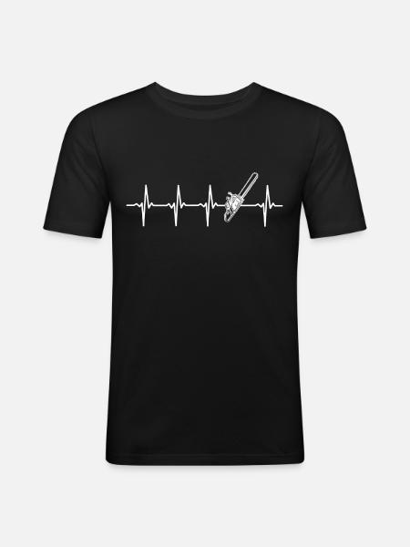 Lumberjath heartbeat chainsaw - Men's Slim Fit T-Shirt - black