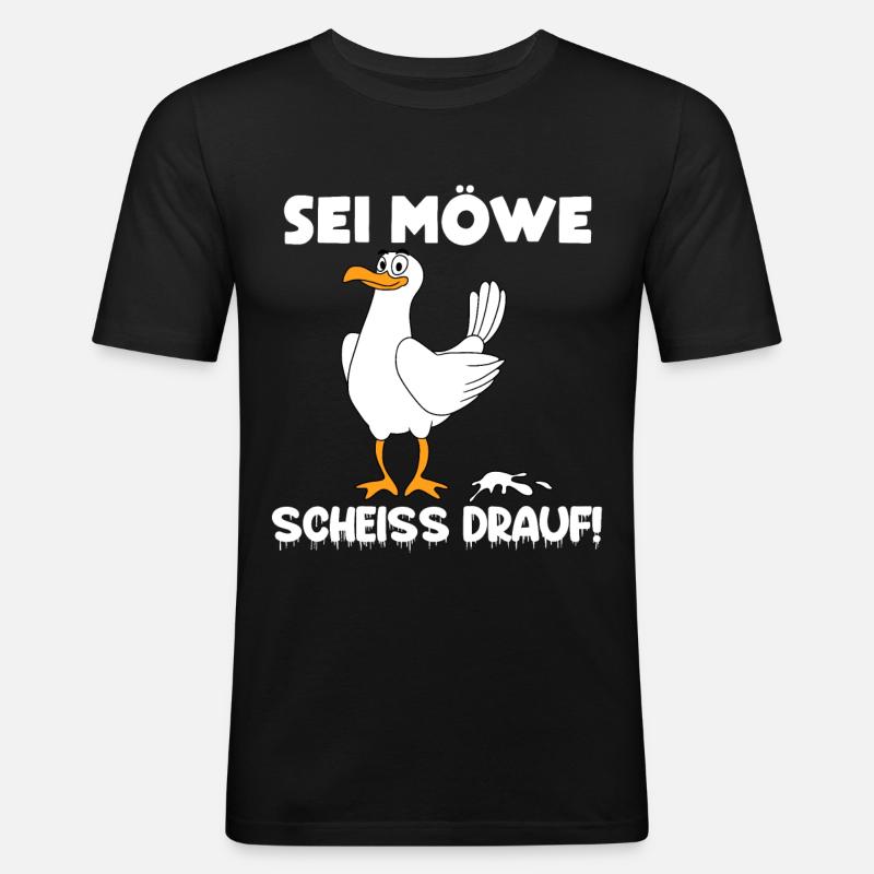 Möwe - Männer Slim Fit T-Shirt - Schwarz