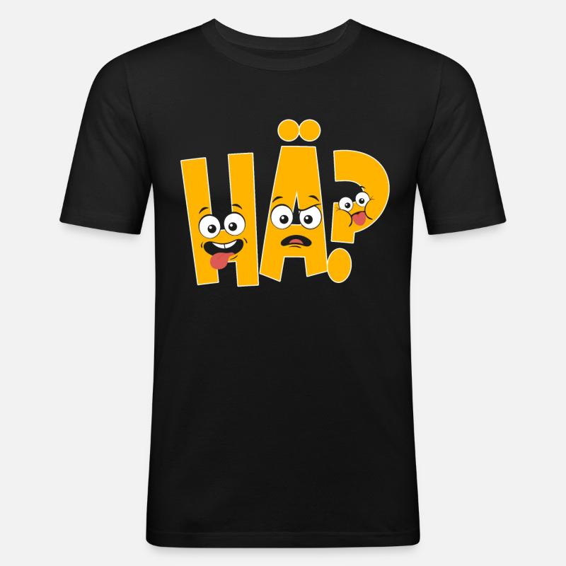 Hä? Comic - Männer Slim Fit T-Shirt - Schwarz