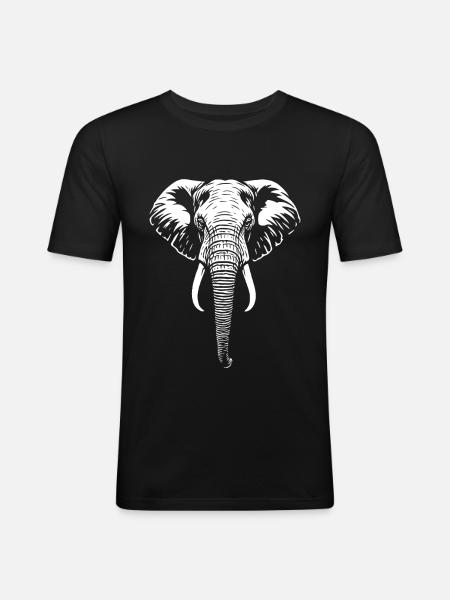 Elefant - Großwild, Stoßzahn, Elfenbein - Männer Slim Fit T-Shirt - Schwarz