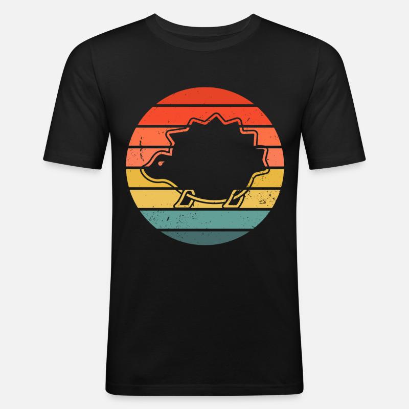 Hedgie Retro Sunset Hedgehog - Men's Slim Fit T-Shirt - black