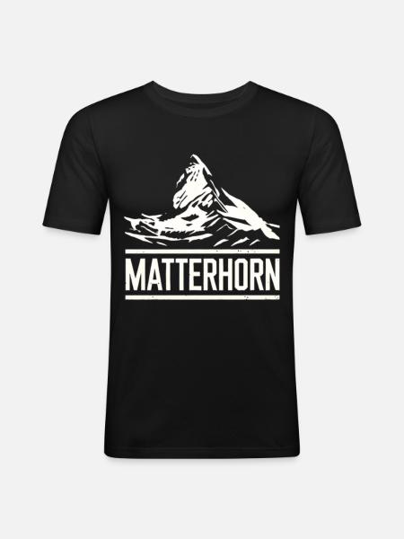 Cervin, Zermatt, Alpes suisses, Randonnée - T-shirt près du corps Homme - noir