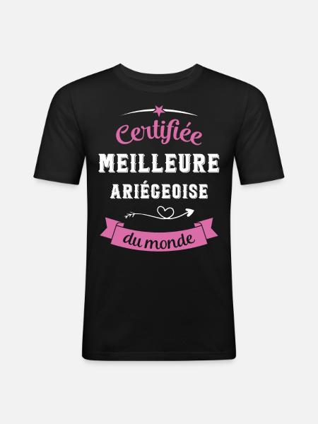 Certifiée ariégeoise du monde - T-shirt près du corps Homme - noir