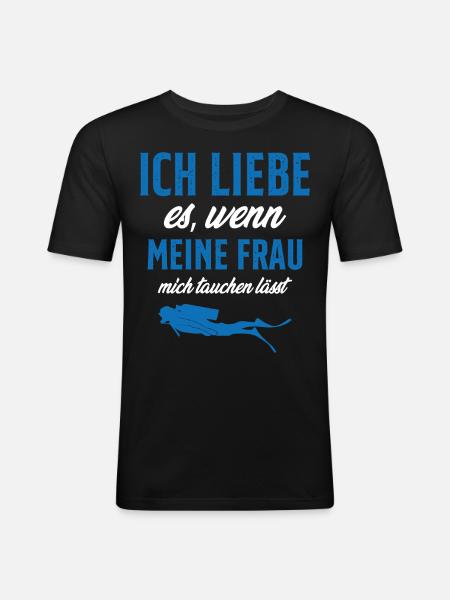 tauchen gehen lässt - Männer Slim Fit T-Shirt - Schwarz