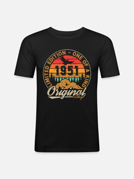 Vintage 1951 Original Retro Vintage Cumpleaños - Camiseta ajustada hombre - negro