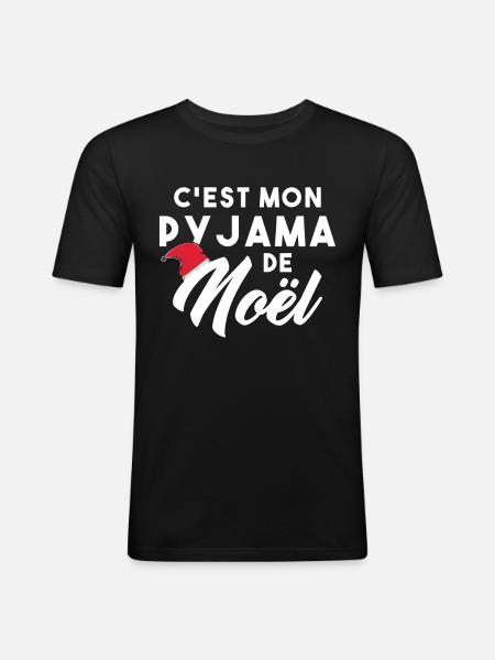 C’est mon pyjama de Noël - T-shirt près du corps Homme - noir