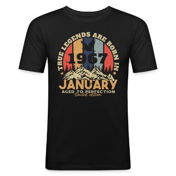 Geburtstagsgeschenke, geboren im Januar 1967 - Männer Slim Fit T-Shirt - Schwarz - Vorne - Nik (191cm)