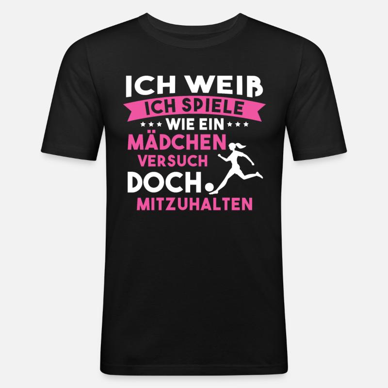 Fußball Sport Mädchen Geschenk - Männer Slim Fit T-Shirt - Schwarz