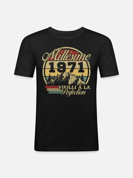 Vintage 1971, Vintage 1971 Birthday Gift - Men's Slim Fit T-Shirt - black