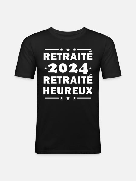 Happy Retiree 2024 Retirement Gift - Men's Slim Fit T-Shirt - black