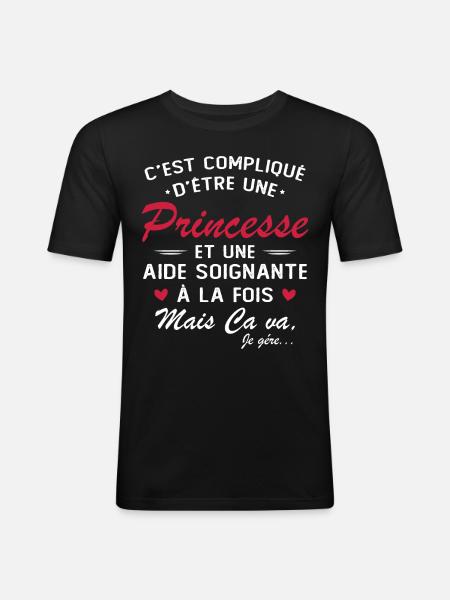 Prinzessin & Pflegerin - Männer Slim Fit T-Shirt - Schwarz