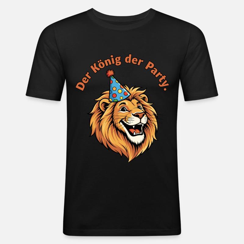 Der König der Party - Männer Slim Fit T-Shirt - Schwarz