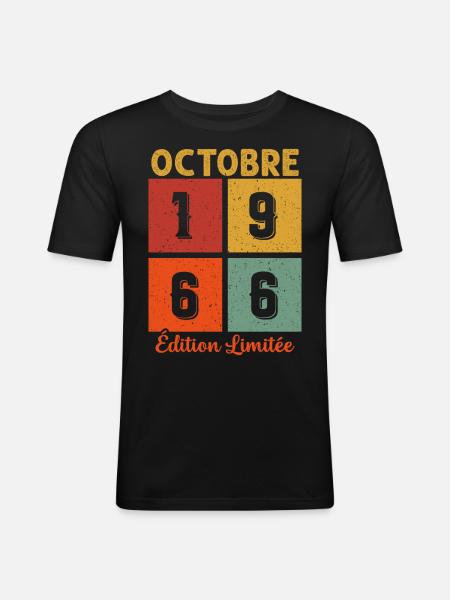 Octobre 1966 Édition limitée - T-shirt près du corps Homme - noir