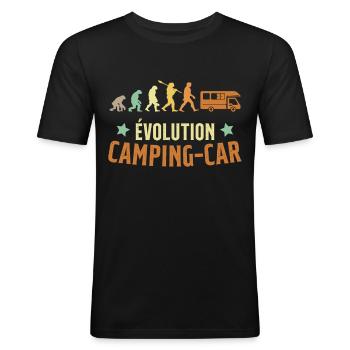 Évolution Camping Car Humour Cadeau - T-shirt près du corps Homme - noir - Devant - Nik (191cm)
