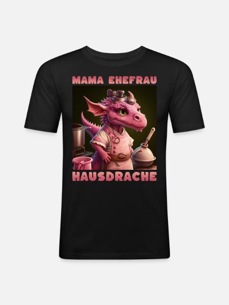 Ehefrau Mama Hausdrache - Männer Slim Fit T-Shirt - Schwarz