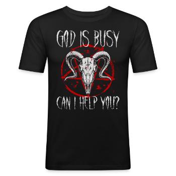 Satanist Baphomet Satanismus - Männer Slim Fit T-Shirt - Schwarz - Vorne - Nik (191cm)