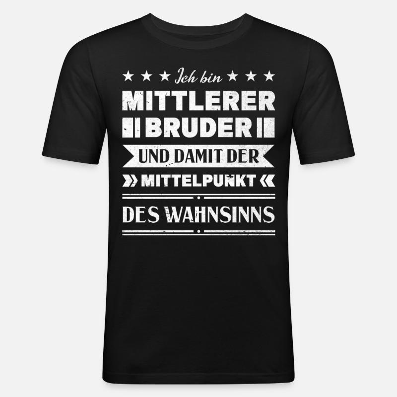 Mittelkind Sandwichkind Mittlerer Bruder - Männer Slim Fit T-Shirt - Schwarz