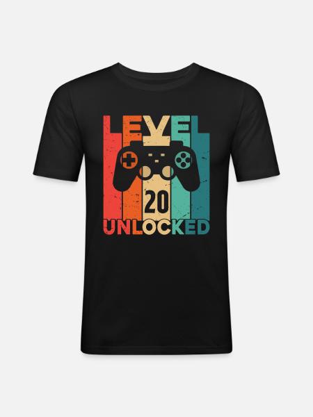 Level 20 Unlocked - Men's Slim Fit T-Shirt - black