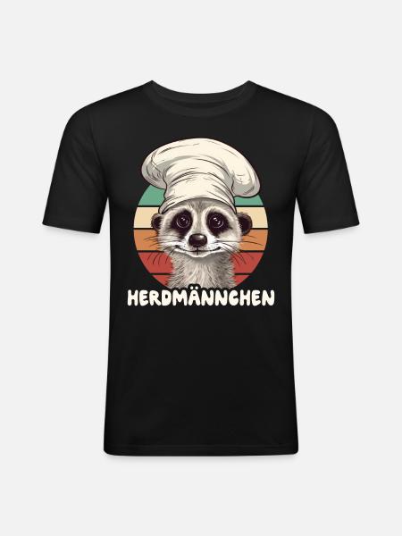 Herdmännchen Erdmännchen Koch - Männer Slim Fit T-Shirt - Schwarz