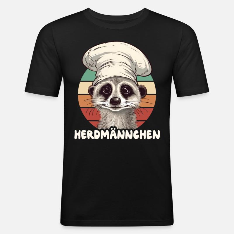 Herdmännchen Erdmännchen Koch - Männer Slim Fit T-Shirt - Schwarz