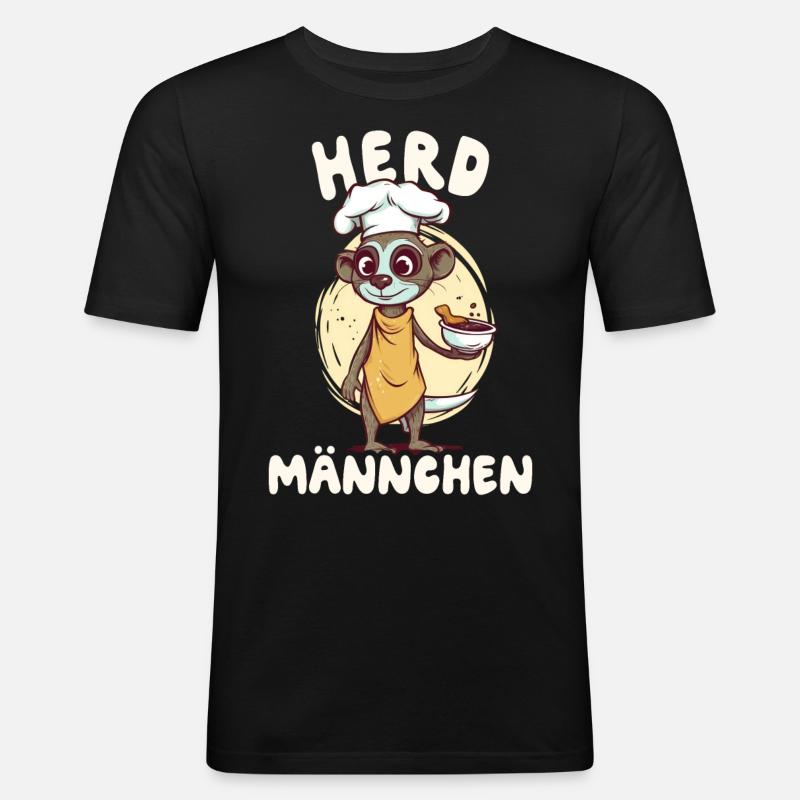 Herdmännchen Erdmännchen Koch - Männer Slim Fit T-Shirt - Schwarz