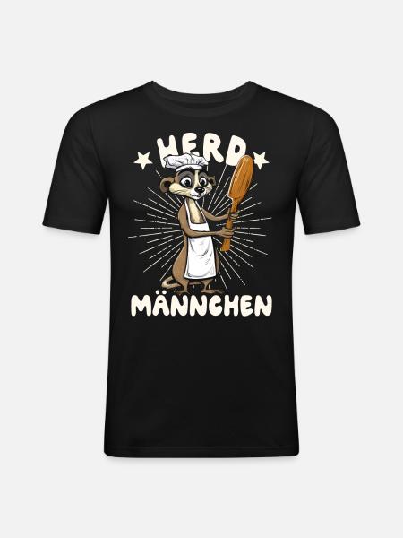 Herdmännchen Erdmännchen Koch - Männer Slim Fit T-Shirt - Schwarz